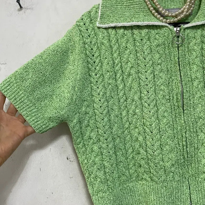 [BUNJANG] 8Seconds Cable Knit Zip-Up Sweater / 특가새)N6235 에잇세컨즈 카라 니트.집업.꽈배기