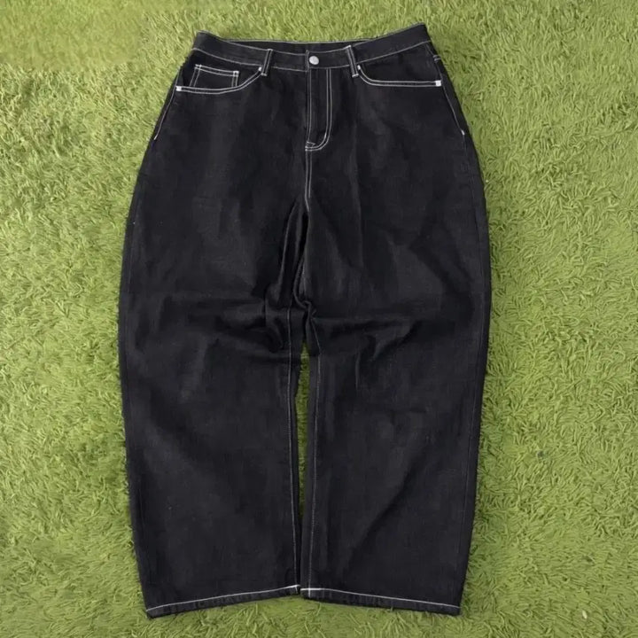 [BUNJANG] Black Wide Denim Pants (34 inch) / (34인치) 블랙 와이드 데님 팬츠 청바지