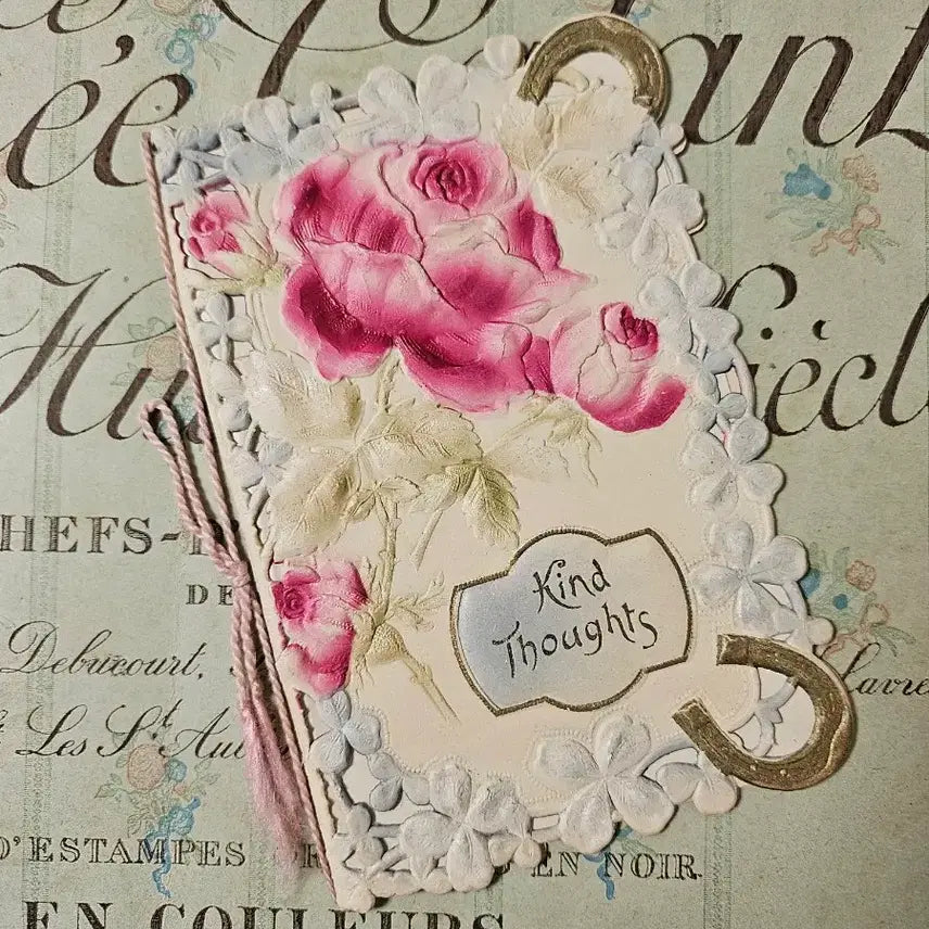 [BUNJANG] Vintage Victorian Embossed Rose Die-Cut Card / 빈티지 빅토리안 다이컷 엠보싱 장미 양각 카드 (은방울꽃)
