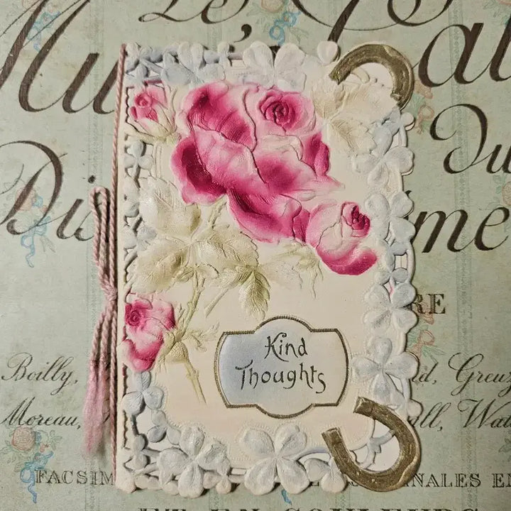 [BUNJANG] Vintage Victorian Embossed Rose Die-Cut Card / 빈티지 빅토리안 다이컷 엠보싱 장미 양각 카드 (은방울꽃)