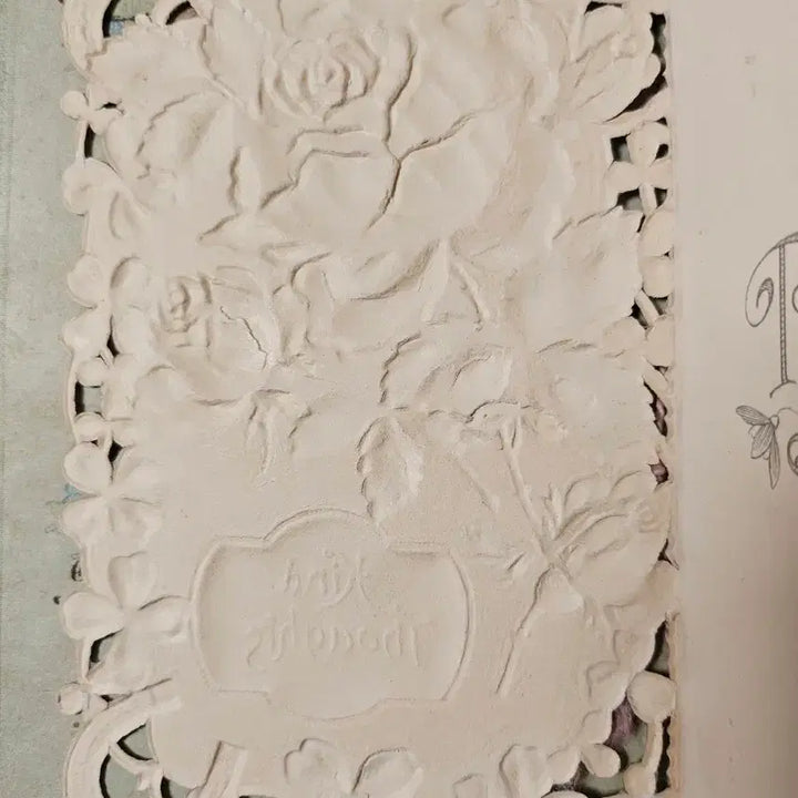 [BUNJANG] Vintage Victorian Embossed Rose Die-Cut Card / 빈티지 빅토리안 다이컷 엠보싱 장미 양각 카드 (은방울꽃)