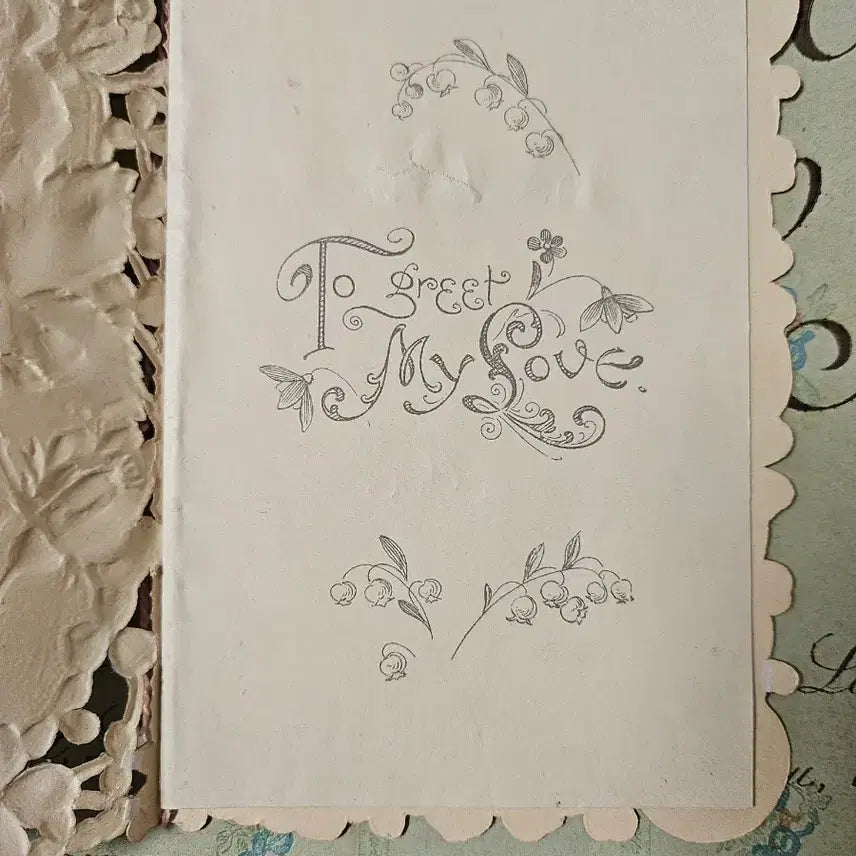 [BUNJANG] Vintage Victorian Embossed Rose Die-Cut Card / 빈티지 빅토리안 다이컷 엠보싱 장미 양각 카드 (은방울꽃)