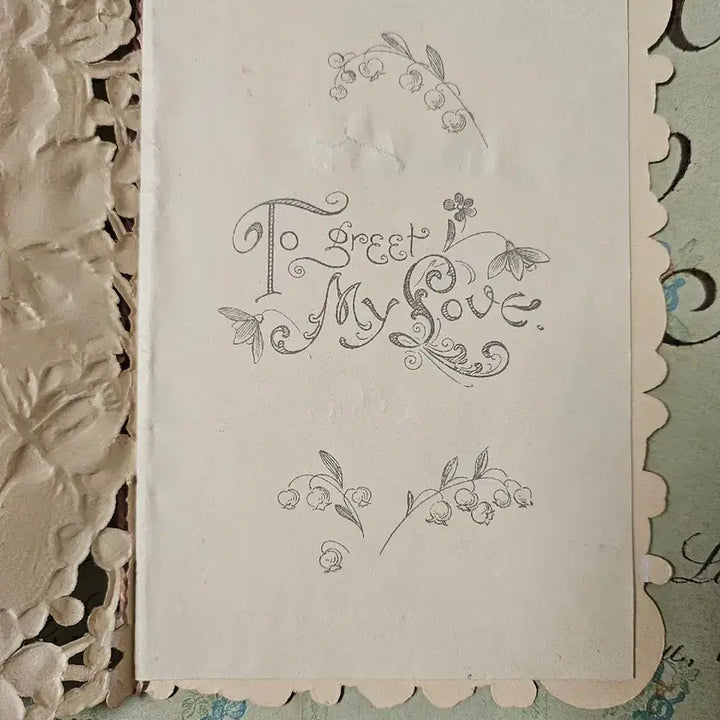 [BUNJANG] Vintage Victorian Embossed Rose Die-Cut Card / 빈티지 빅토리안 다이컷 엠보싱 장미 양각 카드 (은방울꽃)