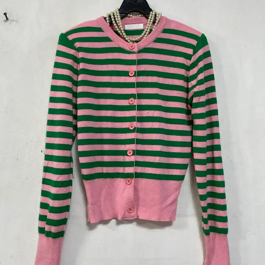[BUNJANG] BOMI Striped Knit Cardigan / 특가새)N6236 by BOMI 스트라이프 니트.가디건.세미크롭
