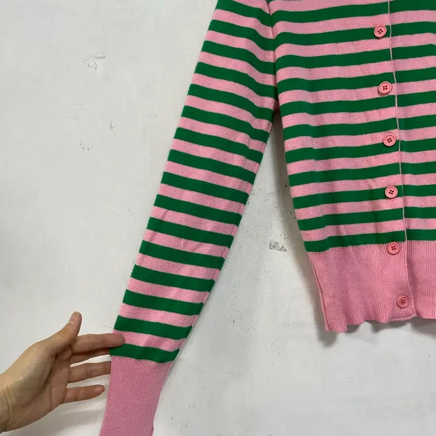 [BUNJANG] BOMI Striped Knit Cardigan / 특가새)N6236 by BOMI 스트라이프 니트.가디건.세미크롭