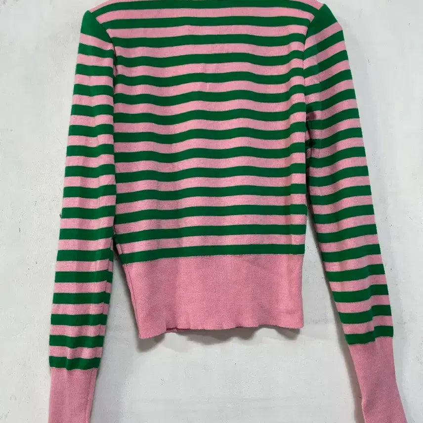 [BUNJANG] BOMI Striped Knit Cardigan / 특가새)N6236 by BOMI 스트라이프 니트.가디건.세미크롭