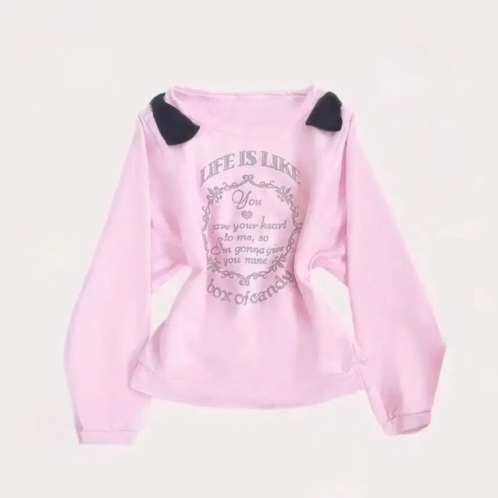 [BUNJANG] Shushu Cherry Pink Lolita Sweatshirt / 슈슈체리 핑크 맨투맨 로리타 갸루 양산형 일브 일본 빈티지