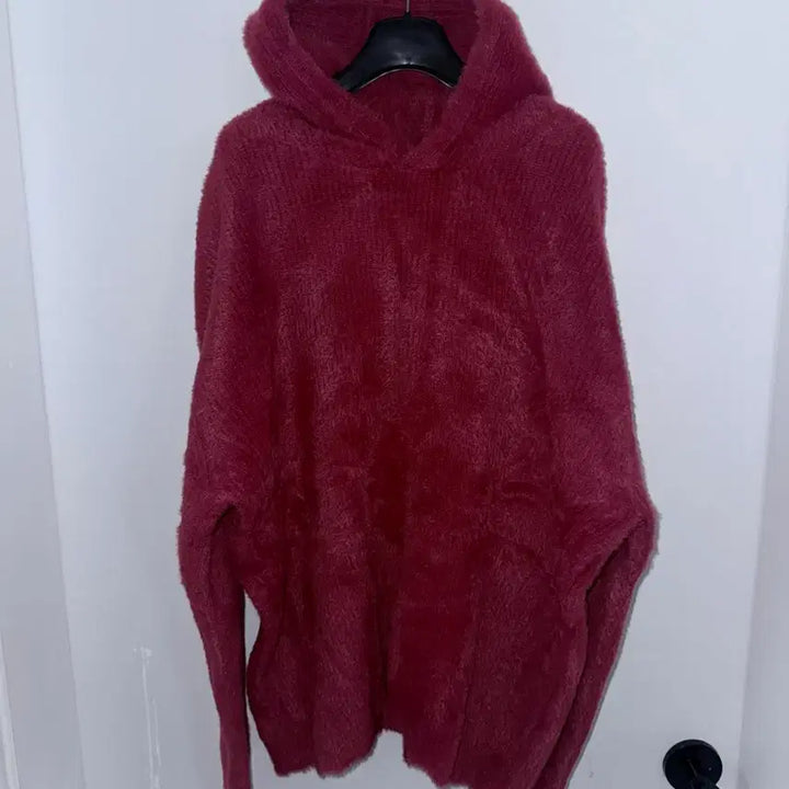 [BUNJANG] ZARA Fluffy Hooded Knit Burgundy / 자라 플러피 후드 니트 버건디