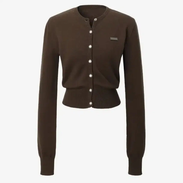 [BUNJANG] Kaki Point Signature Knit Cardigan (Khaki Brown) / 카키포인트 시그니처 니트 가디건 (카키브라운)