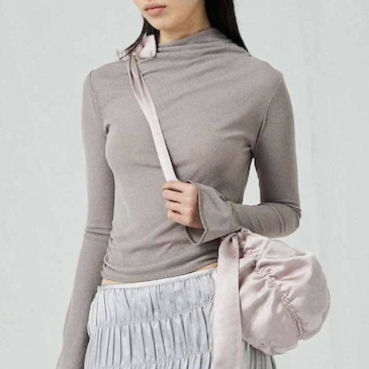 [BUNJANG] Anggae Satin Mini Bag Beige / 앙개 anggae 새틴 미니 볼백 베이지
