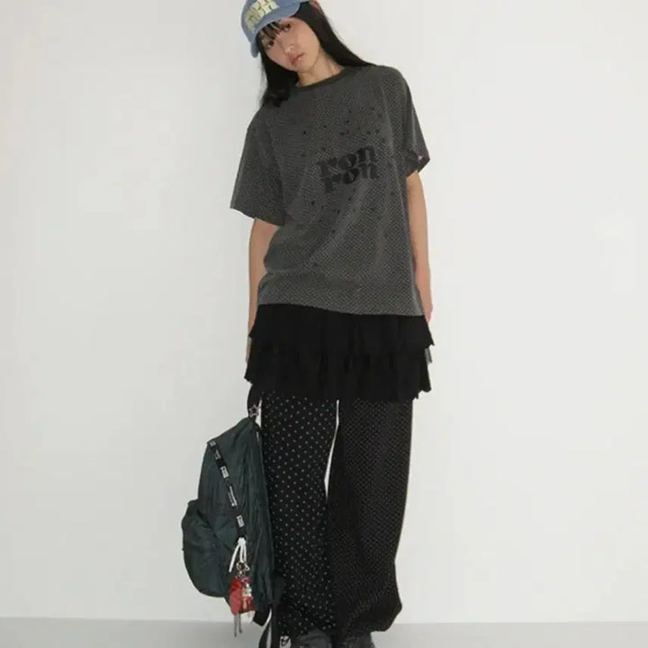 [BUNJANG] RonRon Mini Logo Sweat Dot Jogger Pants / 론론 미니 로고 스웻 도트 조거팬츠