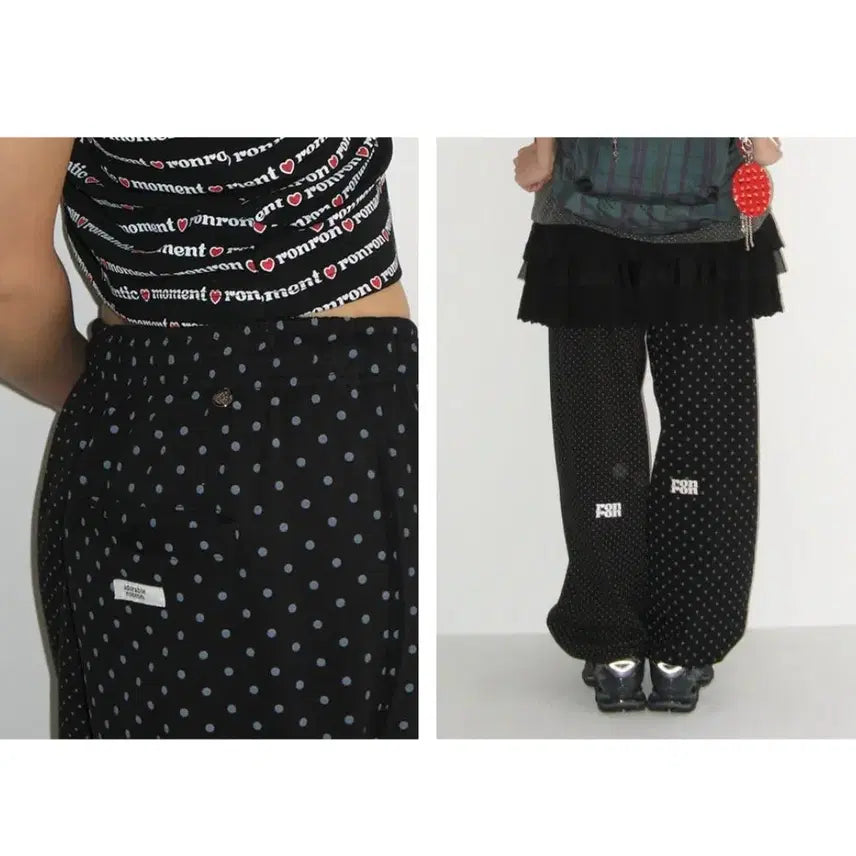 [BUNJANG] RonRon Mini Logo Sweat Dot Jogger Pants / 론론 미니 로고 스웻 도트 조거팬츠