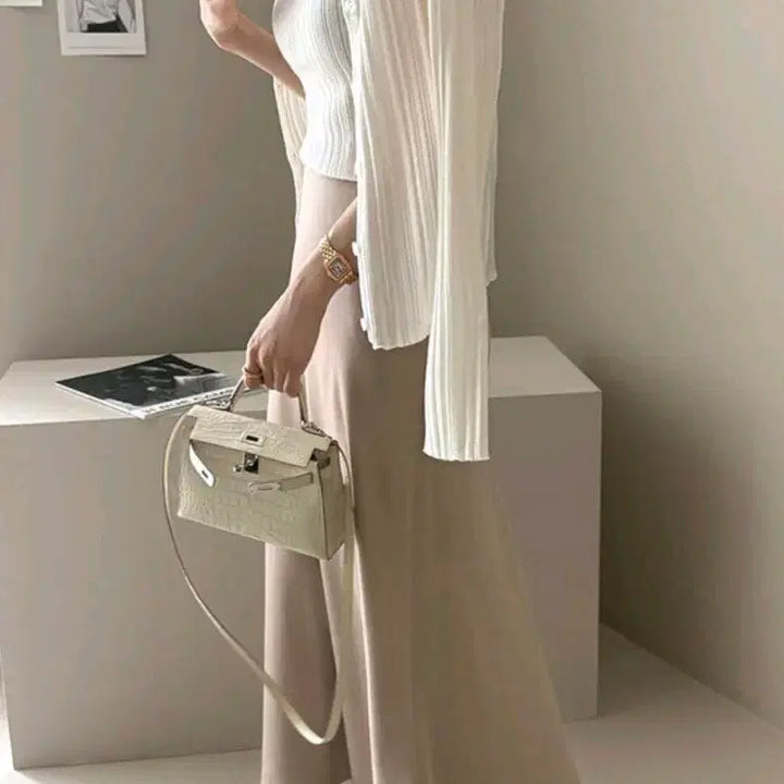 [BUNJANG] Satin Long Skirt / 새상품) 데일리룩 새틴 롱스커트