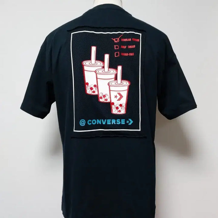 [BUNJANG] Converse Applique Short-sleeve T-shirt Black (105) Oversized Fit / 컨버스 애플리케 단슬리브 티셔츠(105)오버핏