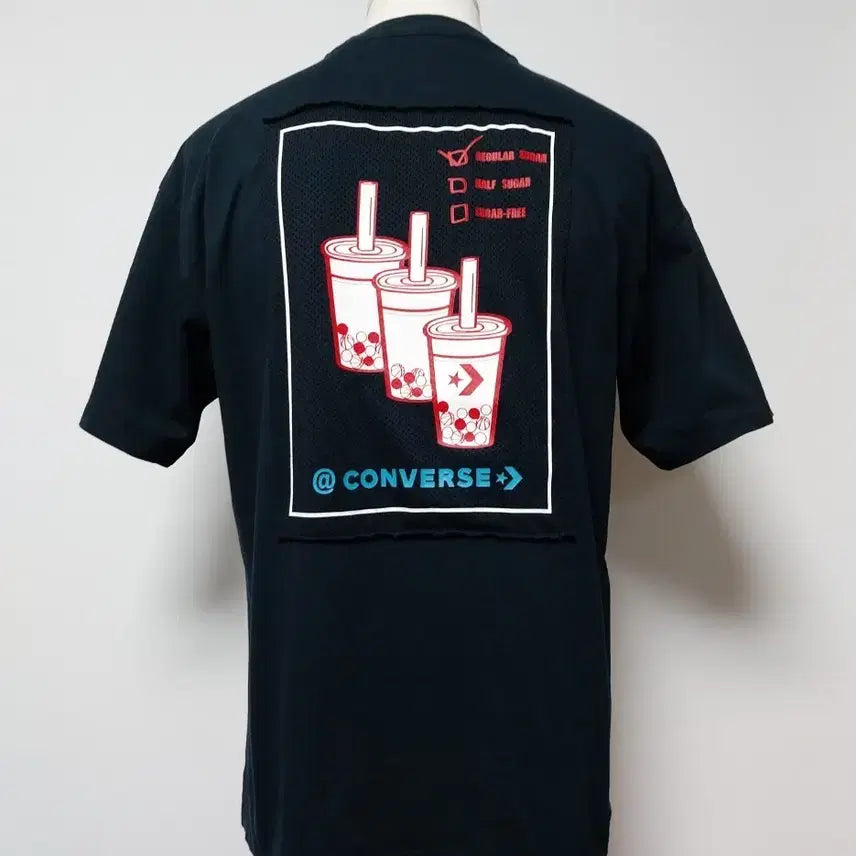 [BUNJANG] Converse Applique Short-sleeve T-shirt Black (105) Oversized Fit / 컨버스 애플리케 단슬리브 티셔츠(105)오버핏