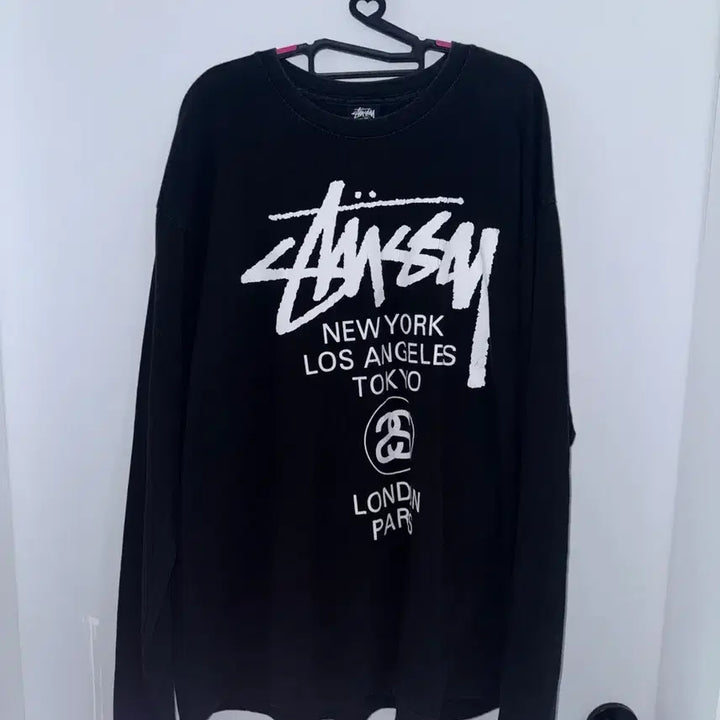 [BUNJANG] Stussy World Tour Black Long Sleeve T-shirt / 스투시 월드투어 블랙 긴팔티