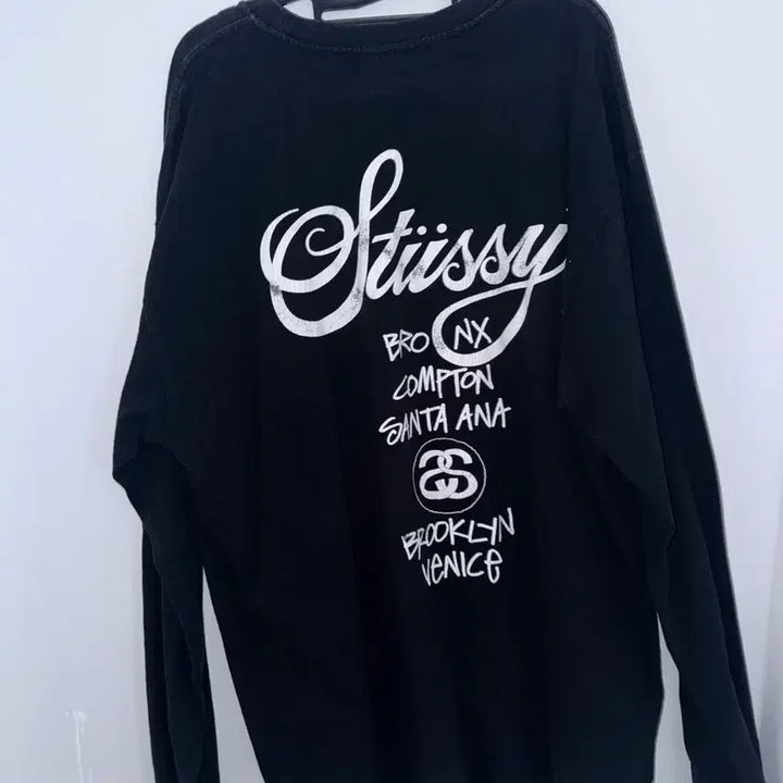 [BUNJANG] Stussy World Tour Black Long Sleeve T-shirt / 스투시 월드투어 블랙 긴팔티
