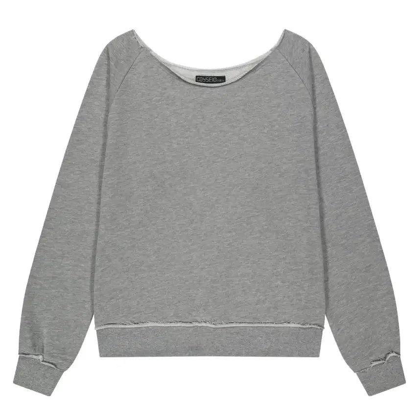 [BUNJANG] Koiseio 038 Off-Shoulder Sweatshirt Melange Grey / 코이세이오038 오프숄더 스웻셔츠 멜란지그레이S