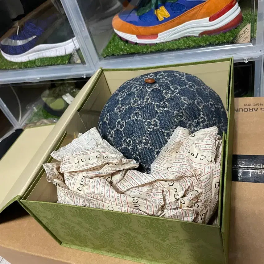 [BUNJANG] Gucci GG Pattern Denim Baseball Cap / [XL] 구찌 GG 패턴 데님 베이스볼 캡