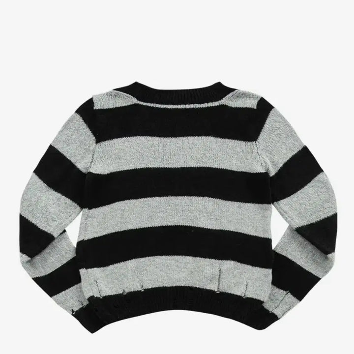 [BUNJANG] AZON SORI Off-Shoulder Stripe Knit Black / 애즈온 오프숄더 SORI OFF STRIPE KNIT BLACK