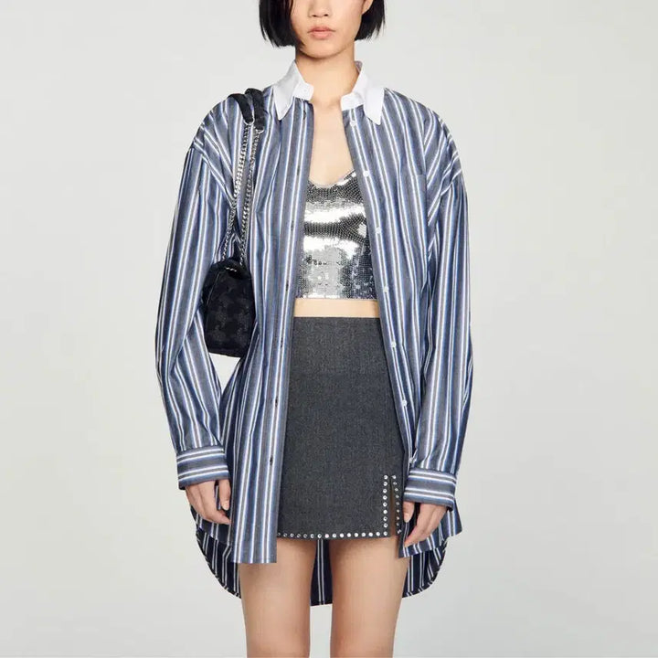 [BUNJANG] Sandro Oversized Striped Shirt / (새제품) 산드로 sandro 오버사이즈 셔츠