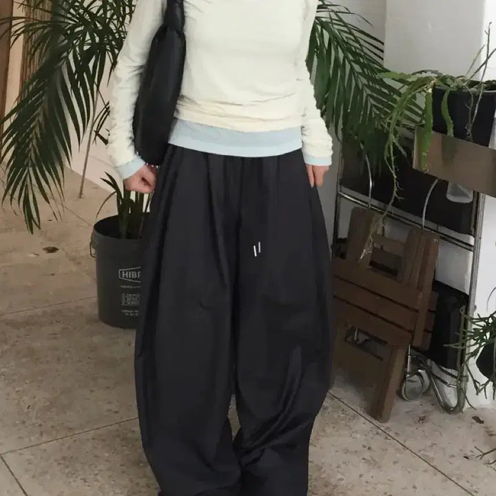 [BUNJANG] Cream Museum Lett Deep Pintuck Wide Pants Charcoal / 크림뮤지엄 렛트 딥 핀턱 와이드 팬츠 차콜