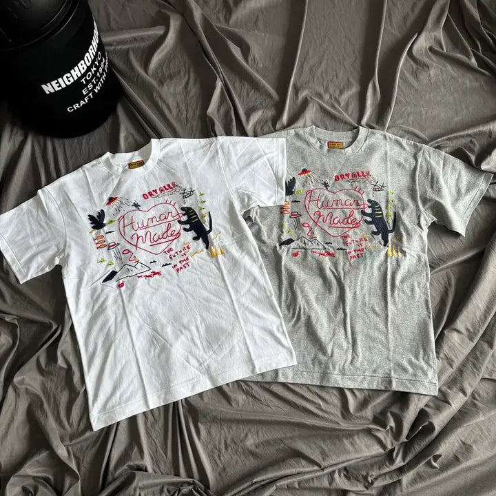 [BUNJANG] Human Made Embroidered Logo T-Shirt Unisex Cotton Summer New Arrival / 휴먼메이드 반팔 티셔츠 자수로고 남녀공용사이즈 면티 여름신상