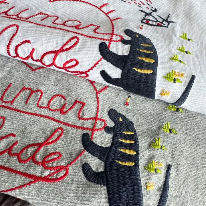 [BUNJANG] Human Made Embroidered Logo T-Shirt Unisex Cotton Summer New Arrival / 휴먼메이드 반팔 티셔츠 자수로고 남녀공용사이즈 면티 여름신상