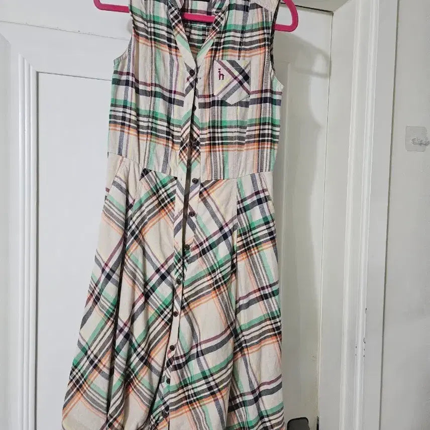 [BUNJANG] Hazzys Sleeveless Checkered Dress / 헤지스 체크  원피스 민소매
