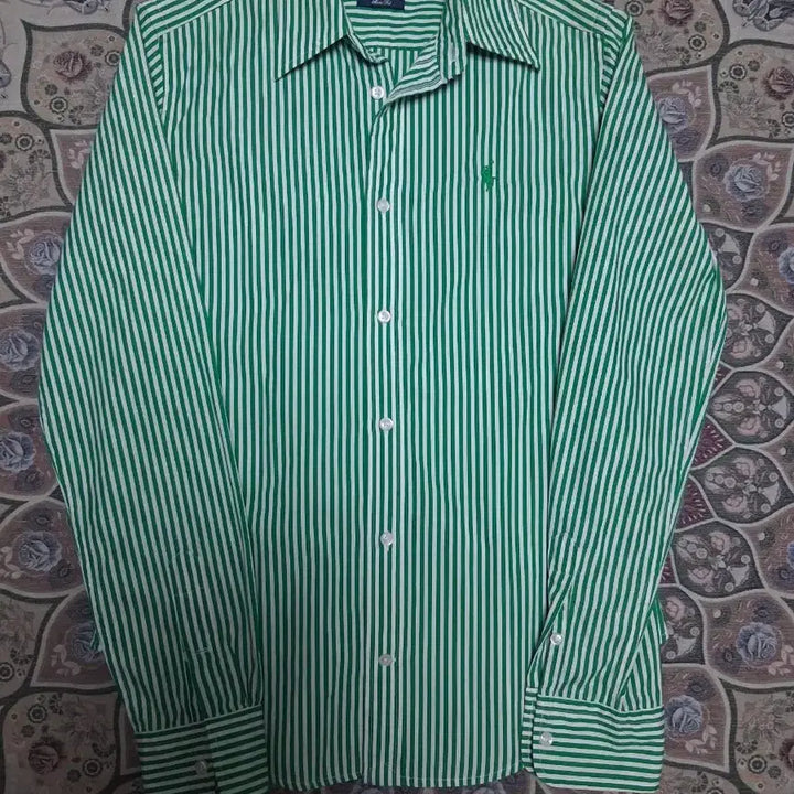 [BUNJANG] Polo Ralph Lauren Green Stripe Slim Fit Shirt / 폴로 랄프로렌 그린 스트라이프 셔츠