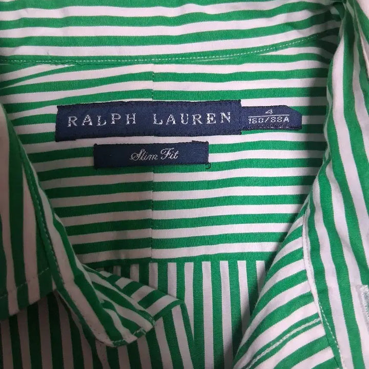 [BUNJANG] Polo Ralph Lauren Green Stripe Slim Fit Shirt / 폴로 랄프로렌 그린 스트라이프 셔츠