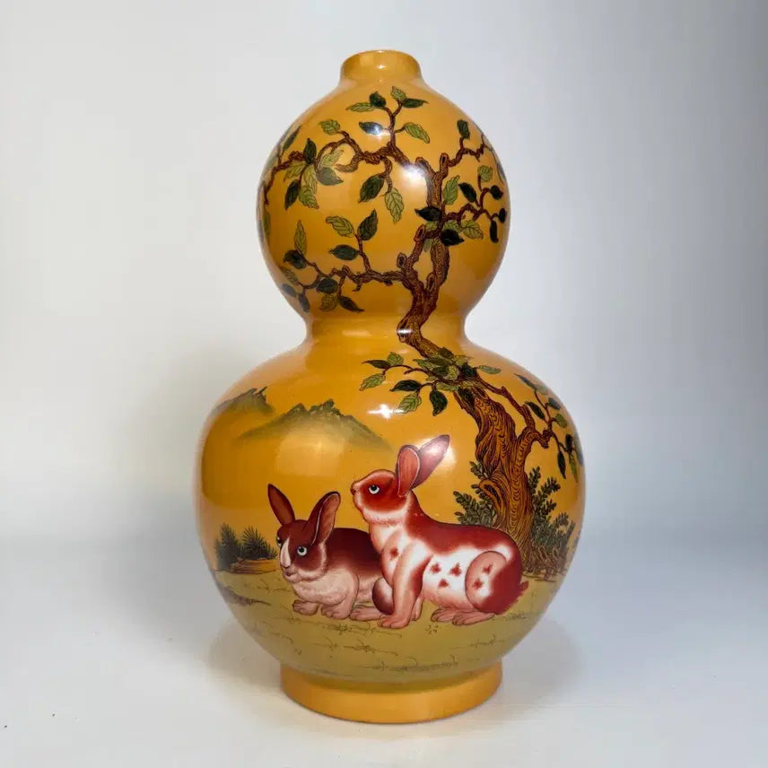 [BUNJANG] Lang Xueling Rabbit Motif Gourd Vase / 랑세령 분체 토끼문 호로병