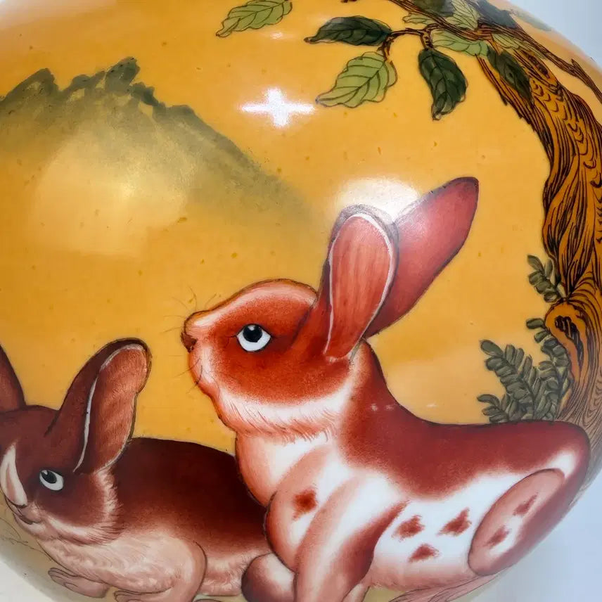[BUNJANG] Lang Xueling Rabbit Motif Gourd Vase / 랑세령 분체 토끼문 호로병