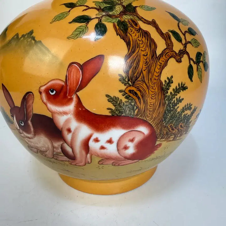 [BUNJANG] Lang Xueling Rabbit Motif Gourd Vase / 랑세령 분체 토끼문 호로병