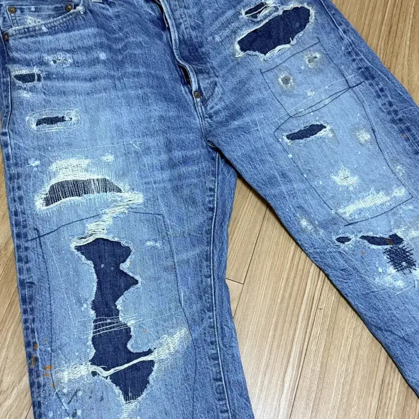 [BUNJANG] Big John M103J Labo Limited Edition Repair Denim Jeans / 빅존 Big john M103J Labo 한정판 리페어데님 34