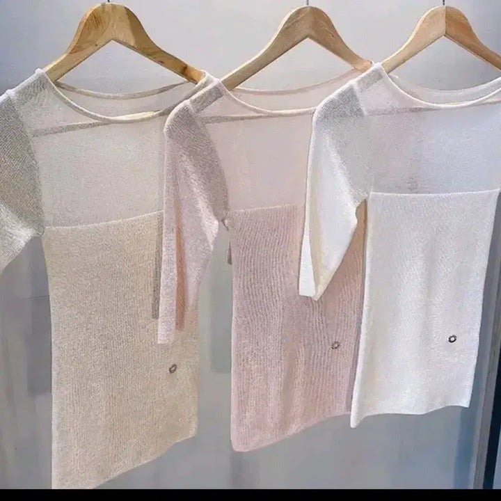 [SOLD OUT] 수입의류 로로니트시스루티(아이보리) 데이린블리스민