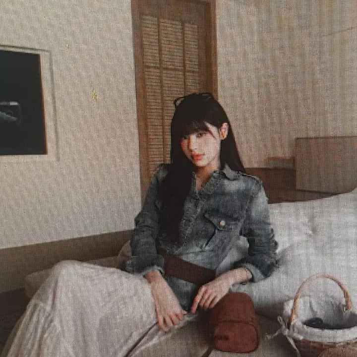 [BUNJANG] Vintage Style Denim Jacket &amp; Belt &amp; Long Skirt Set / (해외배송)빈티지 스타일 데님 재킷 +벨트+ 롱 스커트 세트