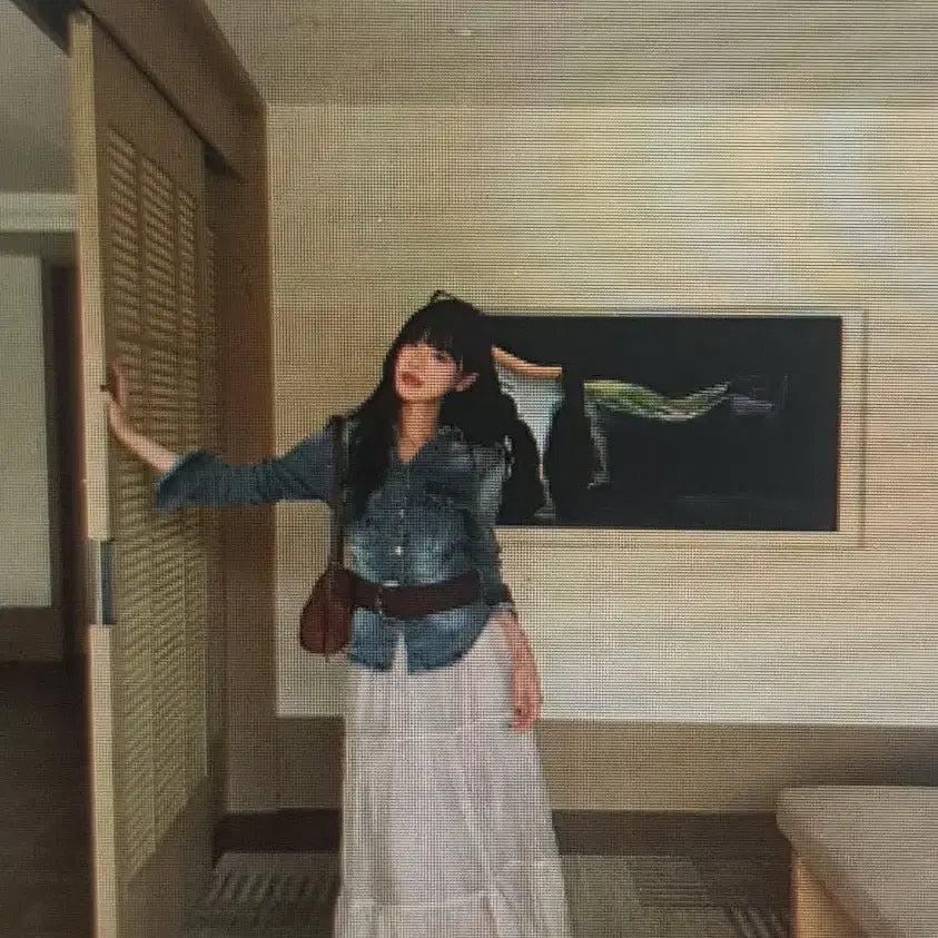 [BUNJANG] Vintage Style Denim Jacket &amp; Belt &amp; Long Skirt Set / (해외배송)빈티지 스타일 데님 재킷 +벨트+ 롱 스커트 세트
