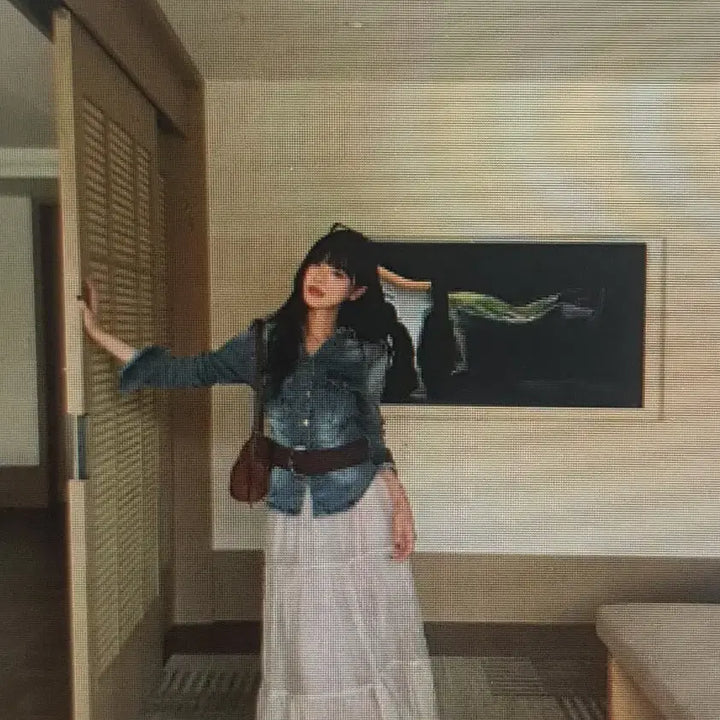 [BUNJANG] Vintage Style Denim Jacket &amp; Belt &amp; Long Skirt Set / (해외배송)빈티지 스타일 데님 재킷 +벨트+ 롱 스커트 세트