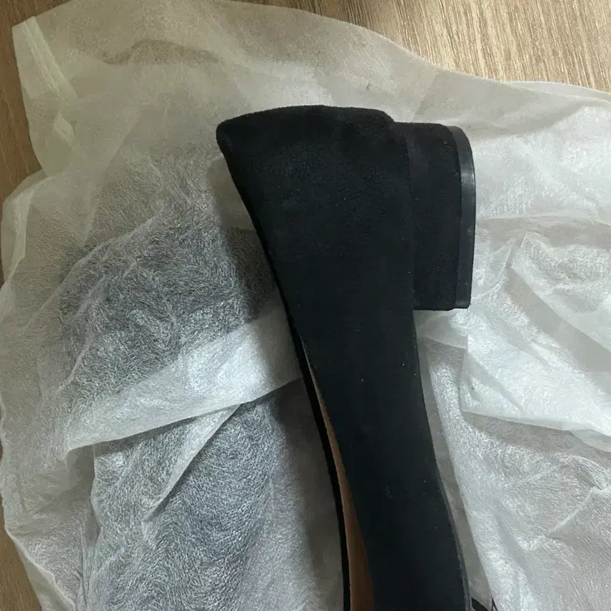 [BUNJANG] Black Suede Low Heel Stiletto 240mm Shoes / 블랙 스웨이드 로우힐 구두 스틸레토 240mm