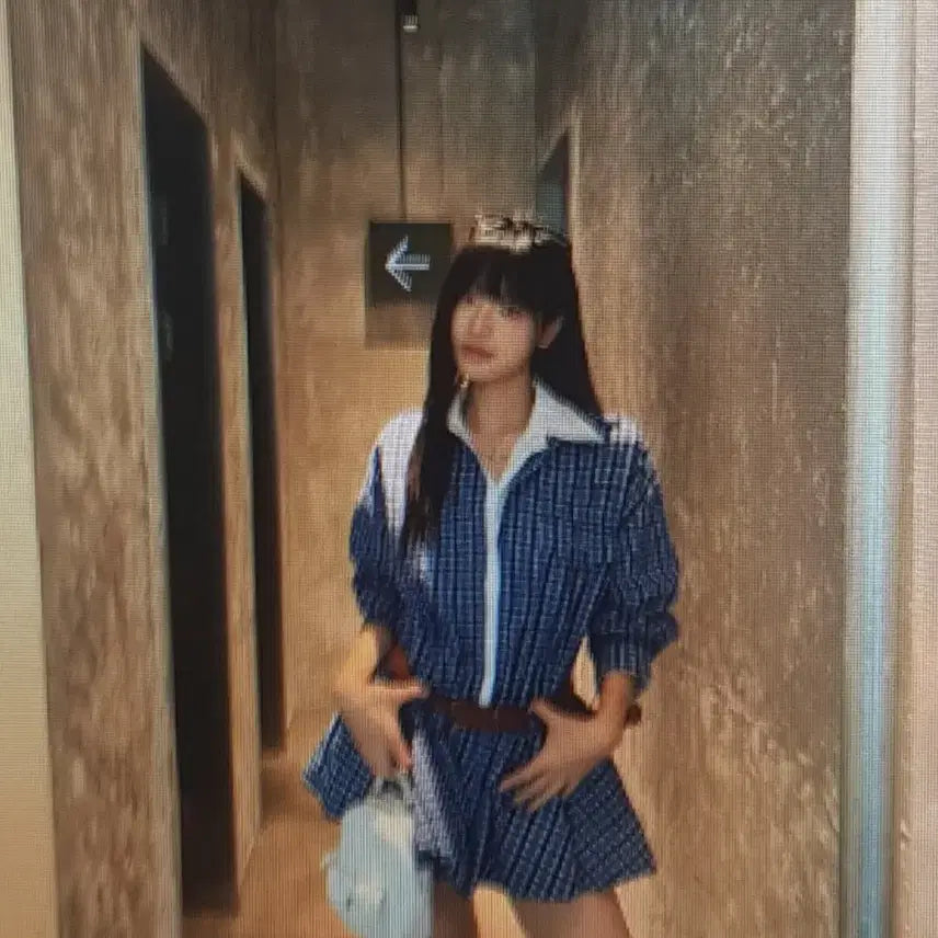 [BUNJANG] Checkered Mini Dress Set / (해외배송)체크 미니 원피스 +반바지+ 벨트 +숄 세트