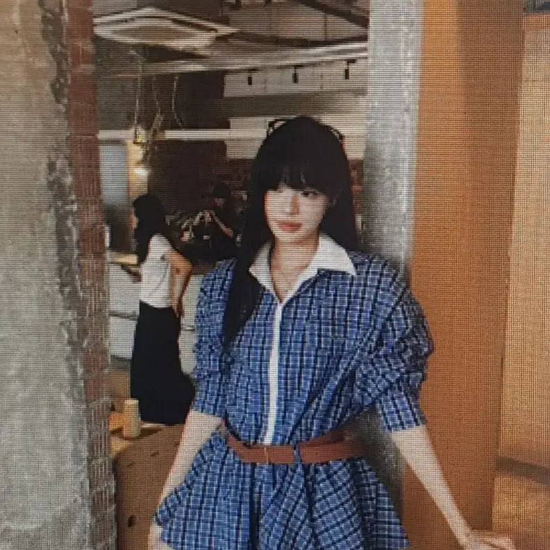 [BUNJANG] Checkered Mini Dress Set / (해외배송)체크 미니 원피스 +반바지+ 벨트 +숄 세트