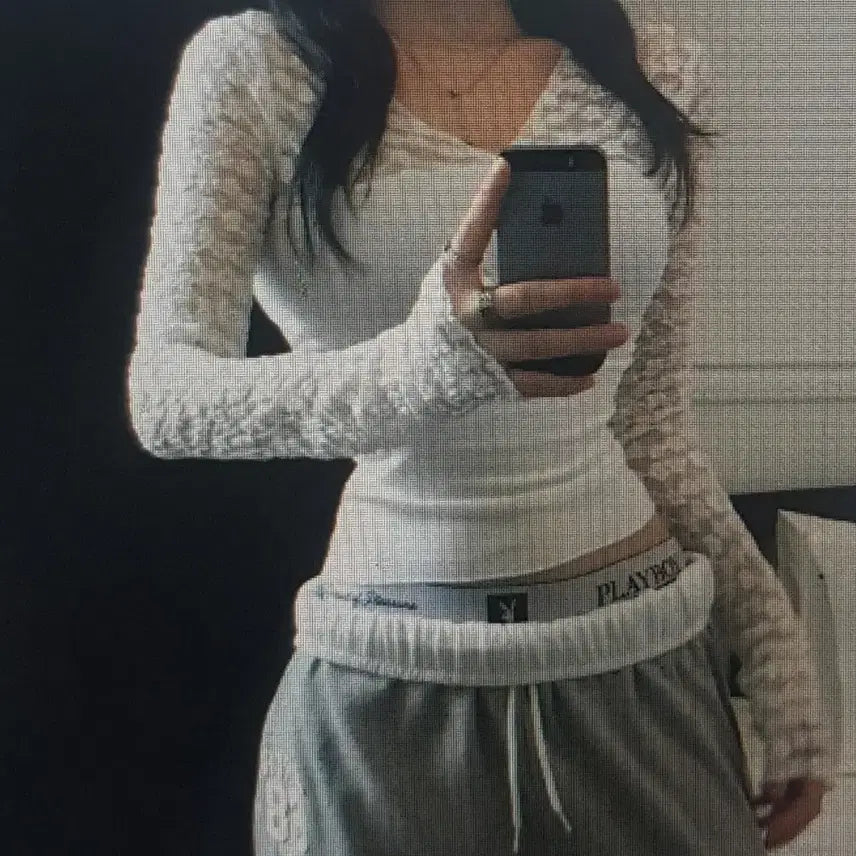 [BUNJANG] Long Sleeve Lace T-shirt / (해외배송) 긴팔 레이스 티셔츠 2컬러
