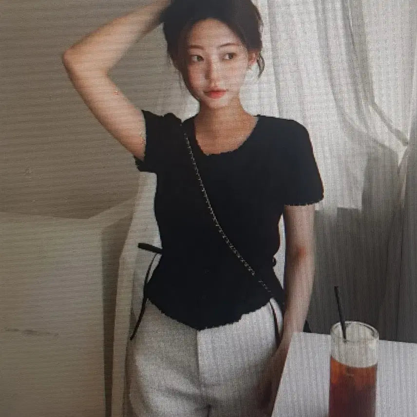 [BUNJANG] Lace Ribbon Short Sleeve Shirt / (해외배송 )레이스 리본끈 반팔 셔츠