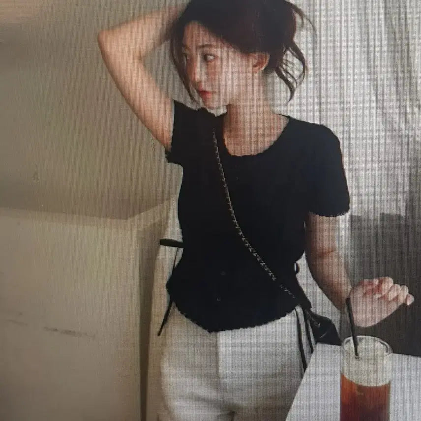 [BUNJANG] Lace Ribbon Short Sleeve Shirt / (해외배송 )레이스 리본끈 반팔 셔츠