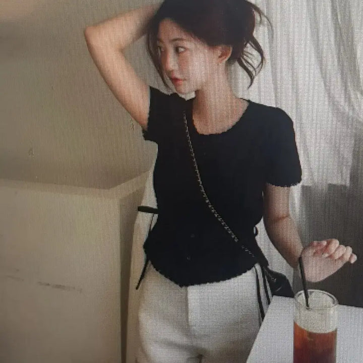 [BUNJANG] Lace Ribbon Short Sleeve Shirt / (해외배송 )레이스 리본끈 반팔 셔츠