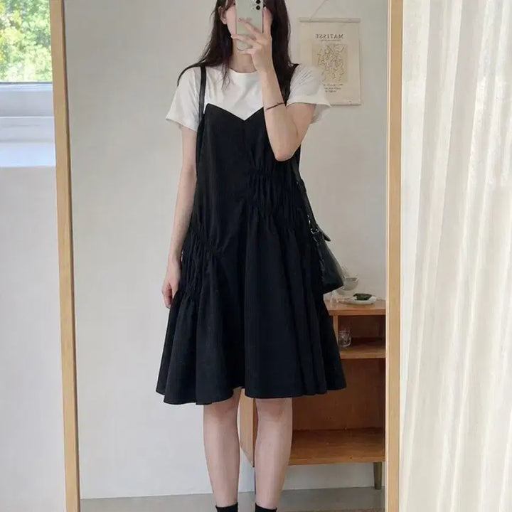 [BUNJANG] Mind Bridge Layered Dress / 마인드브릿지 레이어드 원피스 66 / 블랙 화이트 뷔스티에 원피스