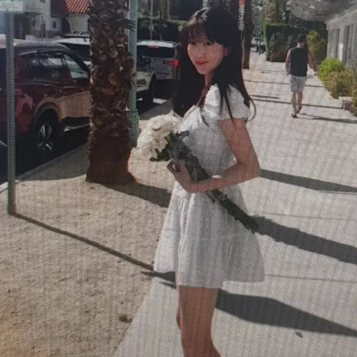 [BUNJANG] Floral Embroidered Puff Sleeve Mini Dress / (해외배송)귀여운 잔꽃무늬 자수 퍼프 미니 원피스