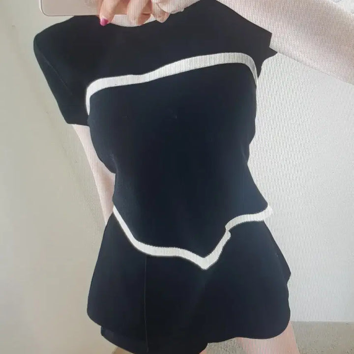 [BUNJANG] Chic Two-Piece Set with Detachable Shawl / (해외배송) 시크 반팔티 +숄 투피스 세트 3컬러