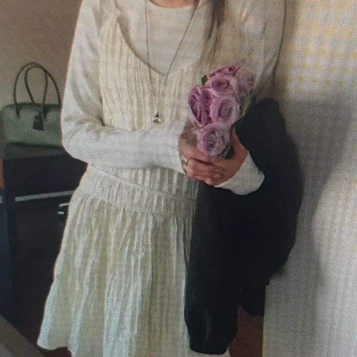 [BUNJANG] White/Ivory Pleated Mini Dress / (해외배송)화이트/아이보리 주름 미니 원피스